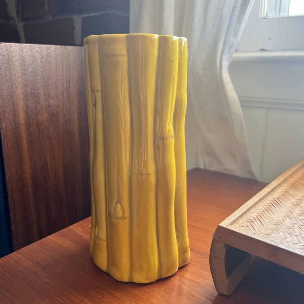 Vintage bamboo ceramic vase